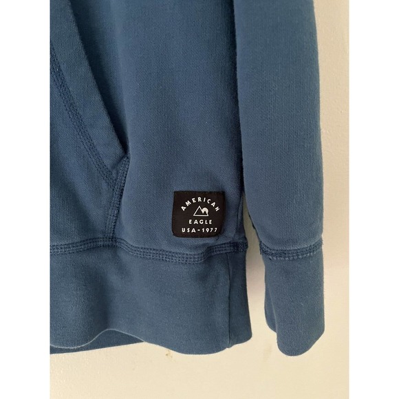 American Eagle AE Blue Spell Out Logo Mens Hoodie Size Large - Picture 5 of 9